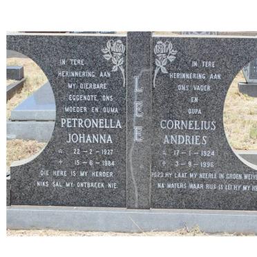 LEE Cornelius Andries 1924-1996 &amp; Petronella Johanna 1927-1984