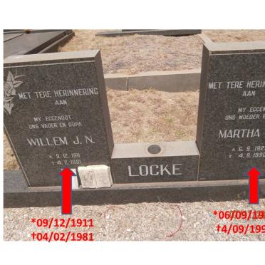 LOCKE Willem J.N. 1911-1981 &amp; Martha J.J. 1921-1990