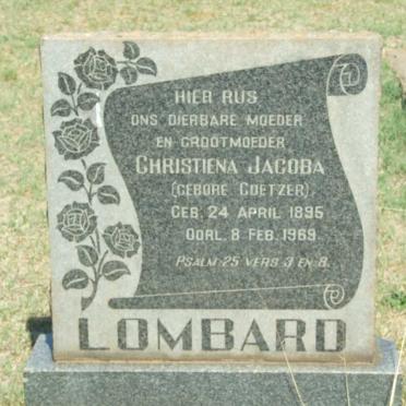 LOMBARD Christiena Jacoba nee COETZER 1895-1969