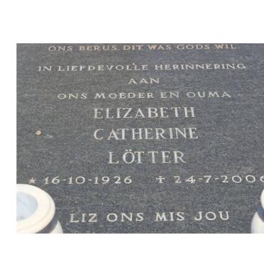LOTTER Elizabeth Catherine 1926-2006
