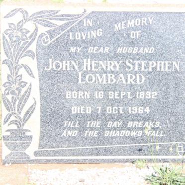 LOMBARD John Henry Stephen 1892-1964
