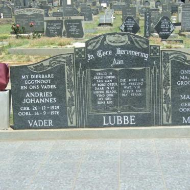LUBBE Andries Johannes 1929-1976 &amp; Elsie Magdalena 1934-2014