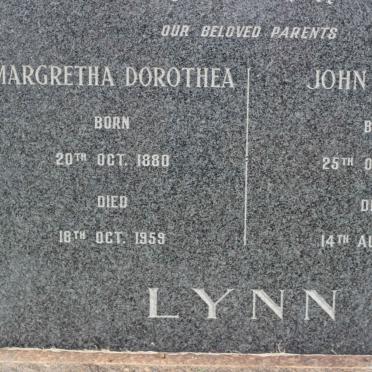 LYNN John Hunter 1880-1955 &amp; Margretha Dorothea 1880-1959