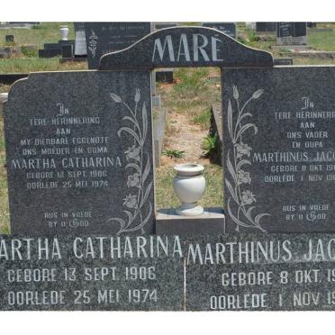 MARE Marthinus Jacobus 1906-1987 &amp; Martha Catharina 1906-1974