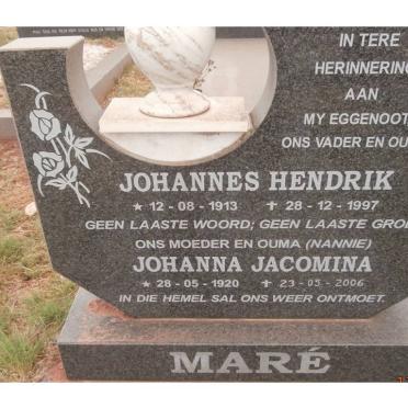 MARE Johannes Hendrik 1913-1997 &amp; Johanna Jacomina 1920-2006