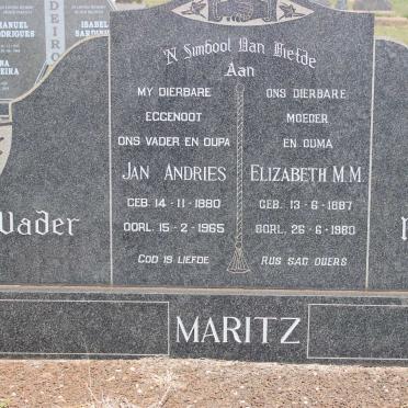 MARITZ Jan Andries 1880-1965 &amp; Elizabeth M.M. 1887-1980