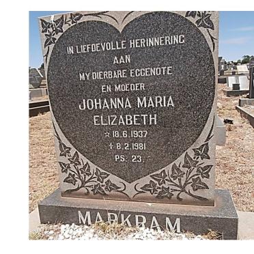 MARKRAM Johanna Maria Elizabeth 1937-1981