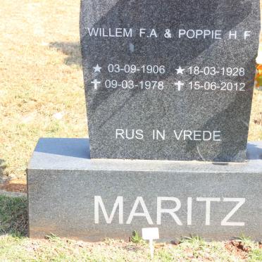 MARITZ Willem F.A. 1906-1978 &amp; Poppie H.F. 1928-2012
