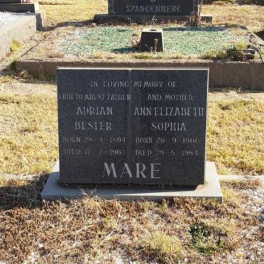 MARE Adrian Bester 1894-1967 &amp; Ann Elizabeth Sophia 1900-1984