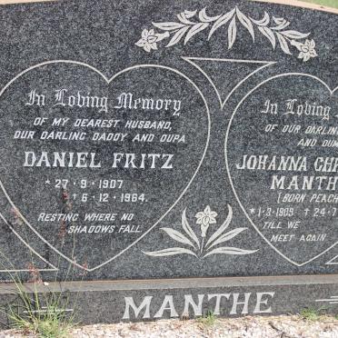 MANTHE Daniel Fritz 1907-1964 &amp; Johanna Christina PEACH 1909-1992