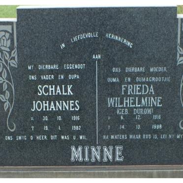 MINNE Schalk Johannes 1916-1982 &amp; Frieda Wilhelmine DUROW 1916-1998