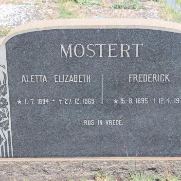 MOSTERT Frederick 1895-1976 &amp; Aletta Elizabeth 1894-1969