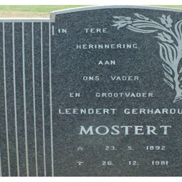 MOSTERT Leendert Gerhardus 1892-1981