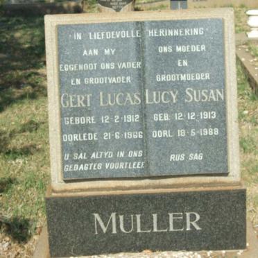 MULLER Gert Lucas 1912-1966 &amp; Lucy Susan 1913-1988