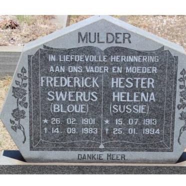 MULDER Frederick Swerus 1901-1983 &amp; Hester Helena 1913-1994