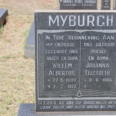 MYBURGH Willem Albertus 1893-1977 &amp; Johanna Elizabeth 1906-