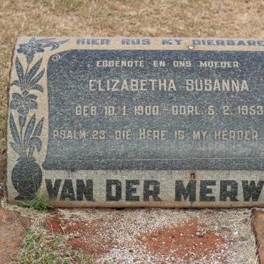 MERWE Elizabeth Susanna, van der 1900-1953