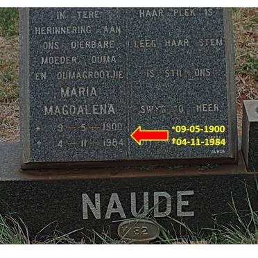 NAUDE Maria Magdalena 1900-1984