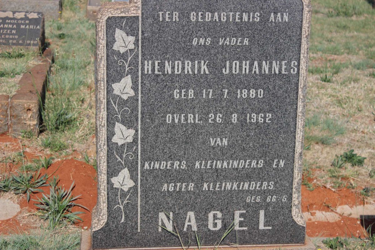 NAGEL Hendrik Johannes 1880-1962