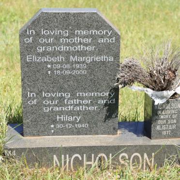NICHOLSON Hilary 1940- &amp; Elizabeth Margrietha 1939-2000