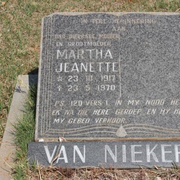 NIEKERK Martha Jeanette, van 1917-1970