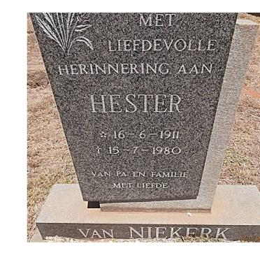 NIEKERK Hester, van 1911-1980
