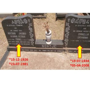 NORTJE Martinus Jacobus Wynand Petrus 1926-1981 &amp; Cornelia Catharina 1934-2008