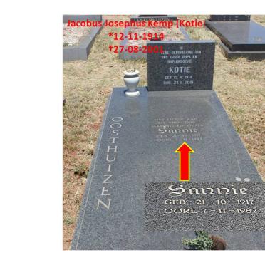 OOSTHUIZEN Jacobus Josephus Kemp 1914-2001 &amp; Sannie 1917-1982