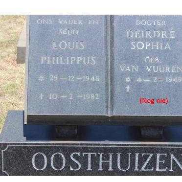 OOSTHUIZEN Louis Philippus 1948-1982 &amp; Deidre Sophia VAN VUUREN 1949-