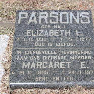 PARSONS Elizabeth L. nee HALL 1893-1977 :: PARSONS Margaret E. 1895-1977