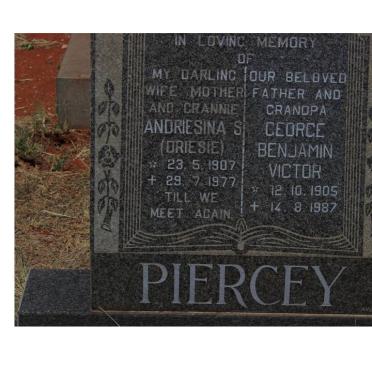 PIERCEY George Benjamin Victor 1905-1987 &amp; Andriesina S. 1907-1977