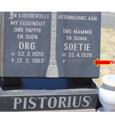 PISTORIUS G.F.J. 1920-1983 &amp; Soetie 1926-