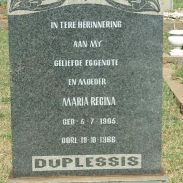 PLESSIS Maria Regina, du 1905-1966