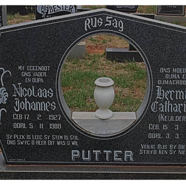 PUTTER Nicolaas Johannes 1927-1988 &amp; Hermina Catharina KEULDER 1931-2004