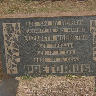 PRETORIUS Elizabeth Magrietha nee PIENAAR 1913-1954