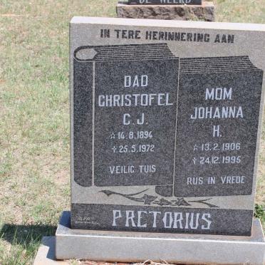PRETORIUS Christofel C.J. 1894-1972 &amp; Johanna H. 1906-1995