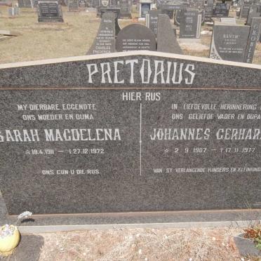 PRETORIUS Johannes Gerhardus 1907-1977 &amp; Sarah Magdelena 1911-1972