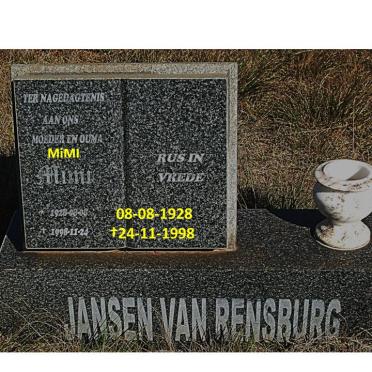 RENSBURG Mimi, Jansen van 1928-1998