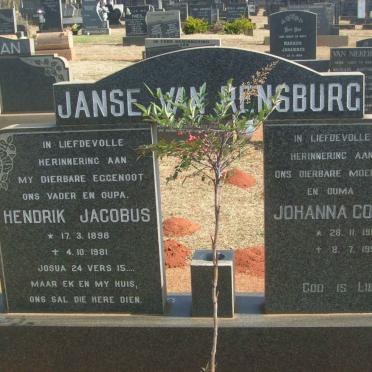 RENSBURG Hendrik Jacobus, Janse van 1898-1981 &amp; Johanna Cornelia 1908-1998