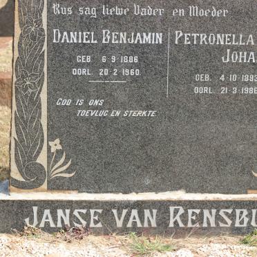 RENSBURG Daniel Benjamin, Janse van 1886-1960 &amp; Petronella Johanna 1893-1986