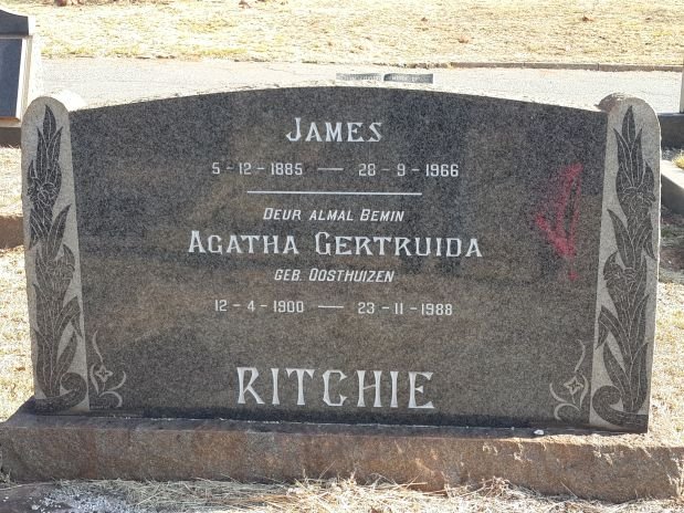 RITCHIE James 1885-1966 &amp; Agatha Gertruida OOSTHUIZEN 1900-1988