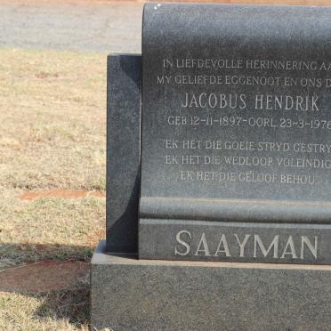SAAYMAN Jacobus Hendrik 1897-1976
