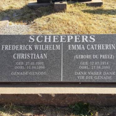 SCHEEPERS Frederick Wilhelm Christiaan 1907-1998 &amp; Emma Catherina DU PREEZ 1914-2003