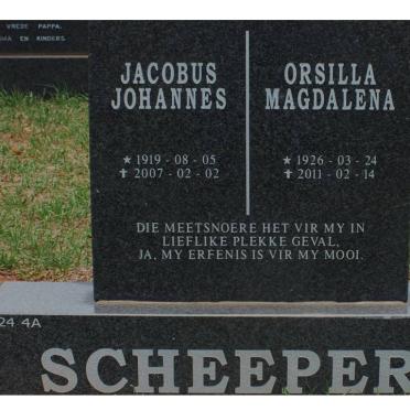 SCHEEPERS Jacobus Johannes 1919-2007 &amp; Orsilla Magdalena 1926-2011