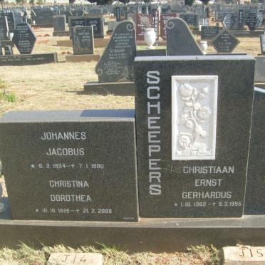 SCHEEPERS Johannes Jacobus 1934-1980 &amp; Christina Dorothea 1939-2009