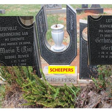 SCHEEPERS Gerhardus J. 1916-2001 &amp; Maria E. OLIVIER 1917-1988
