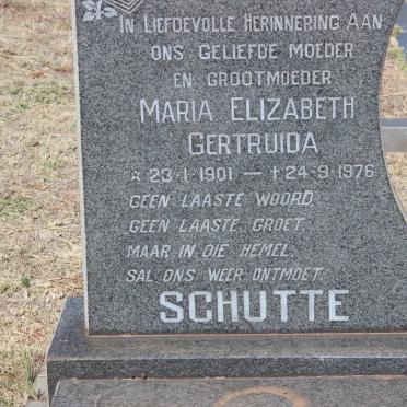 SCHUTTE Maria Elizabeth Gertruida 1901-1976