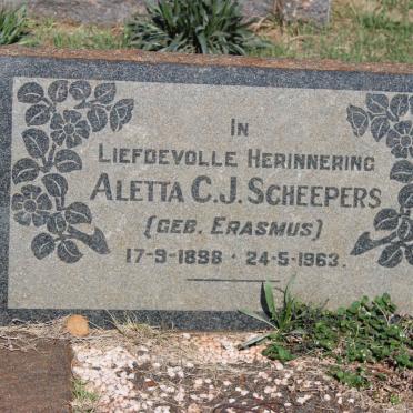 SCHEEPERS Aletta C.J. nee ERASMUS 1898-1963