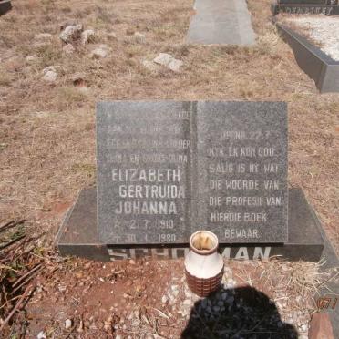 SCHOEMAN Elizabeth Gertruida Johanna 1910-1980