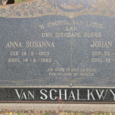 SCHALKWYK Johan Jacob, van 1899-1963 &amp; Anna Susanna 1903-1963